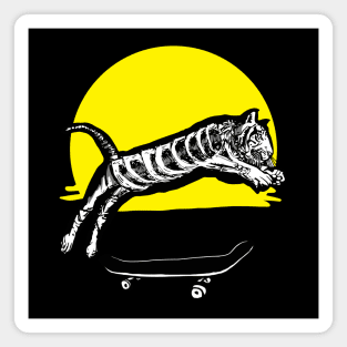 Skeleton Tiger Skateboarding Magnet